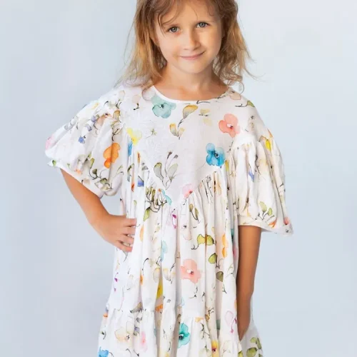 Witte kinderjurk met print