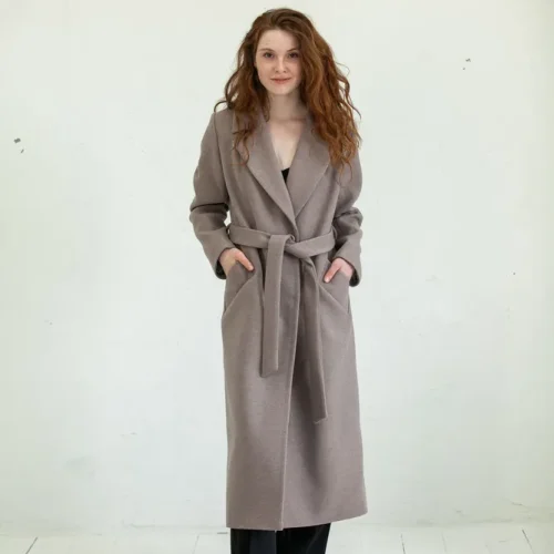 Palton din lână Grace Style Mocha pentru femei