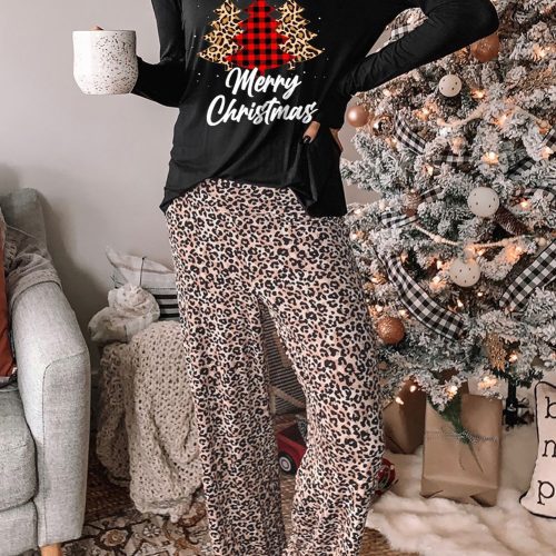 Luipaard Kerstboom Luipaardprint Tweedelige Loungeset Huispak