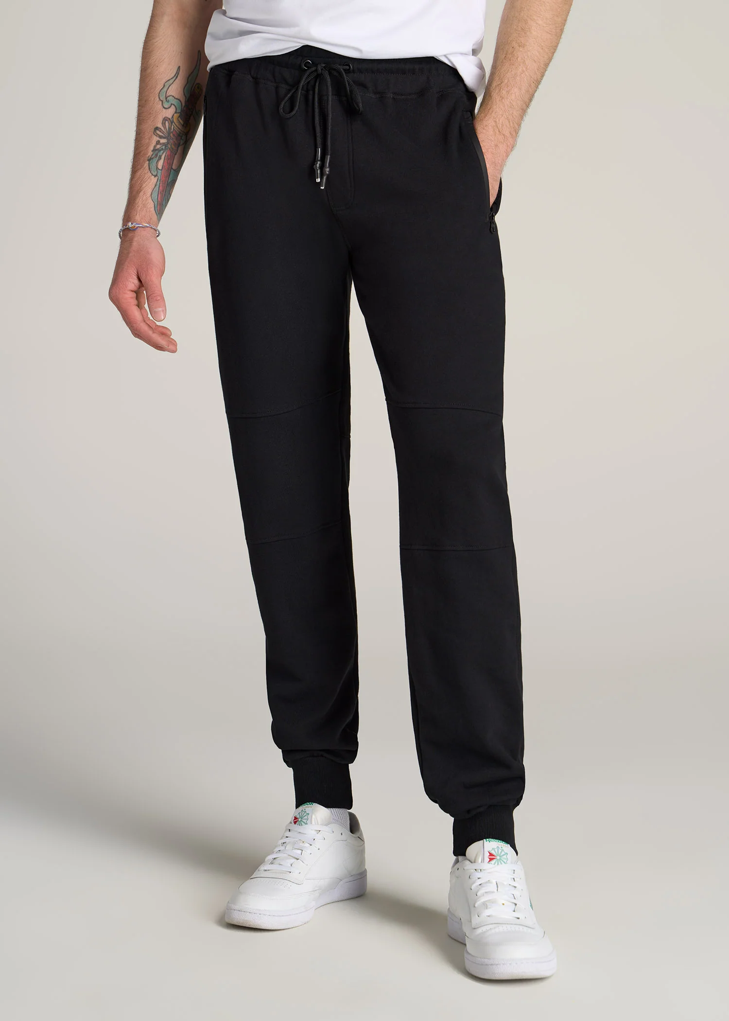 American Tall Men French Terry Mens Joggers Black front