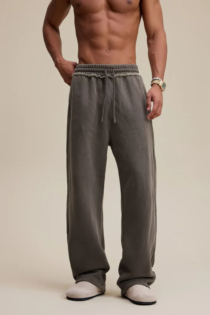 Raw Edge Straight Leg Fleece Sweatpants