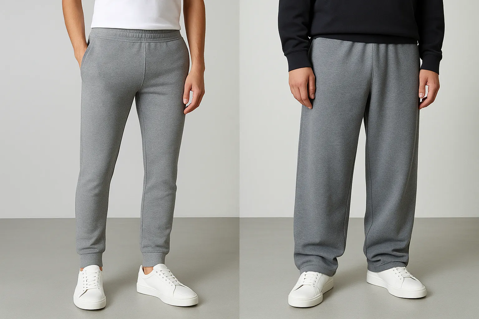 tajta vs baggy mjukisbyxor jämförelse av mjukisbyxor