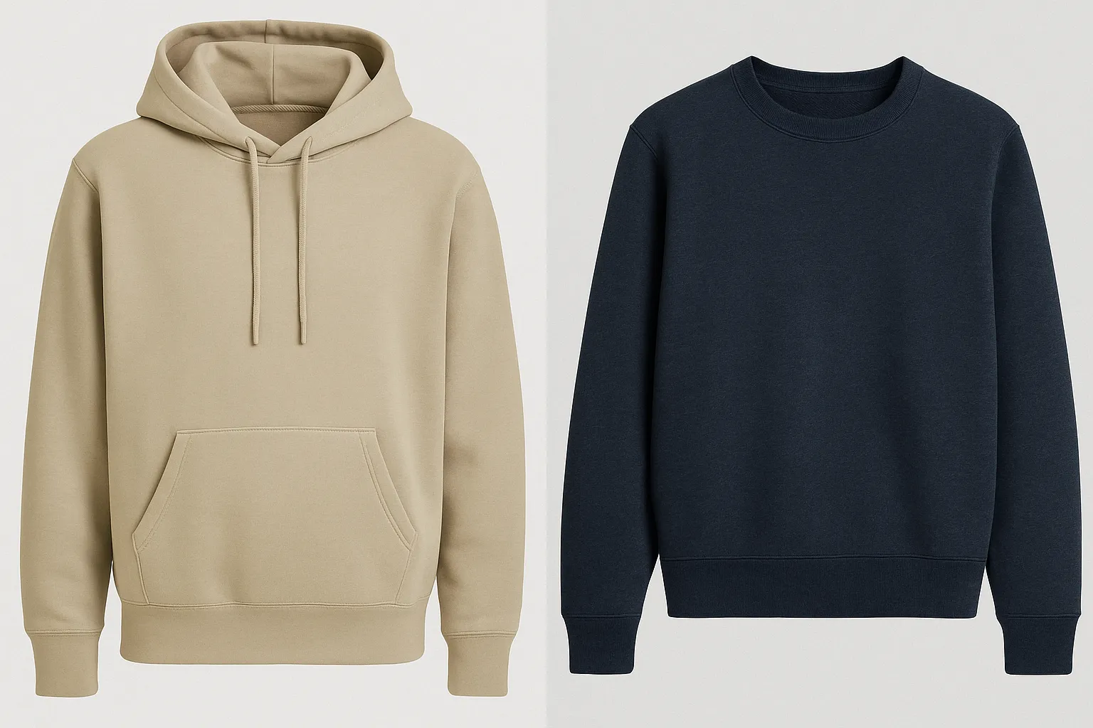 Comparación entre sudaderas con capucha y sudaderas sin capucha 1