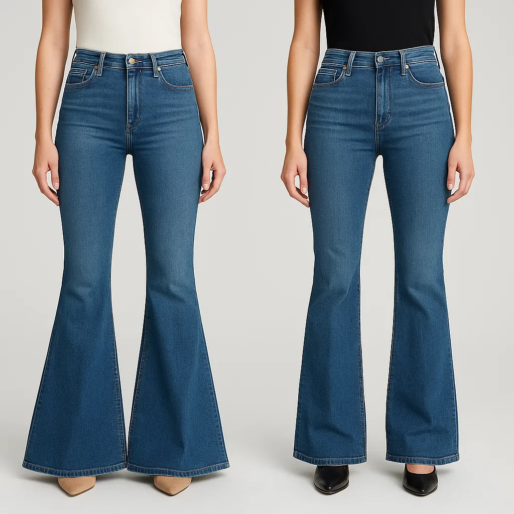 Bell bottom and flared jeans comparison 1