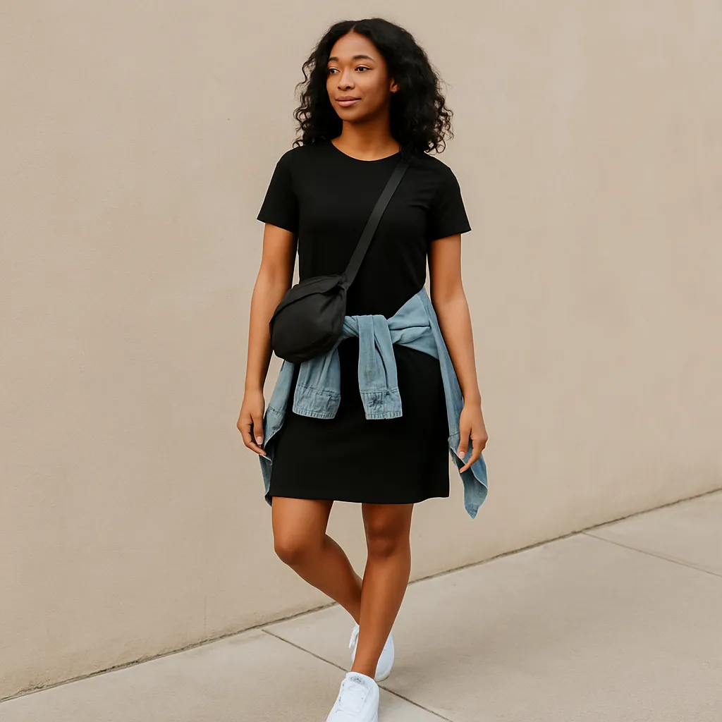 Black dress outfit styling example 4