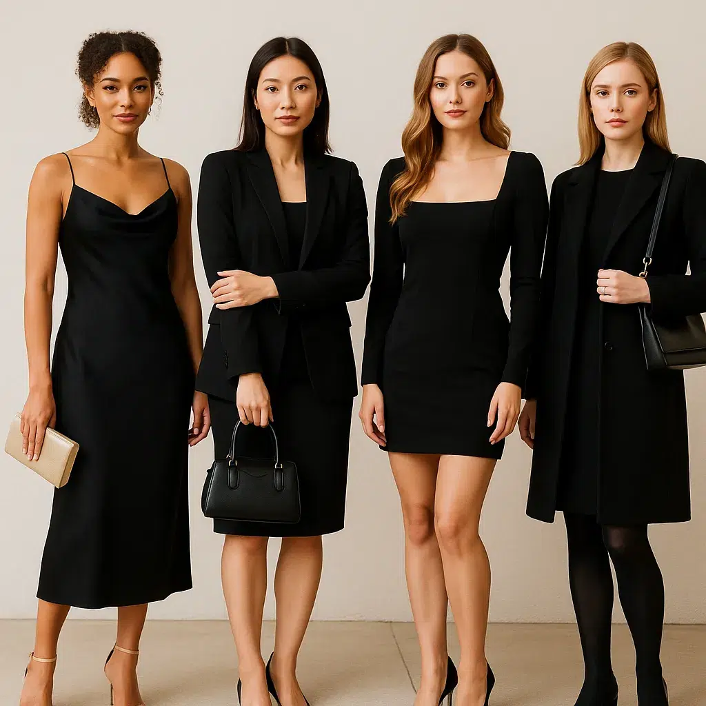 Black dress outfit styling example 7