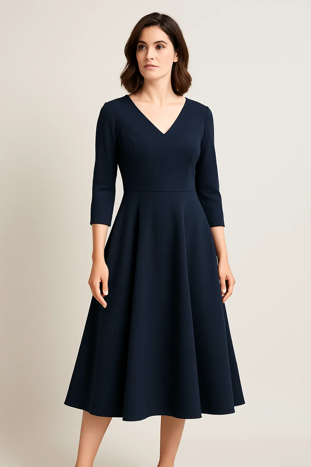Tea length dress fit and fabric example 4