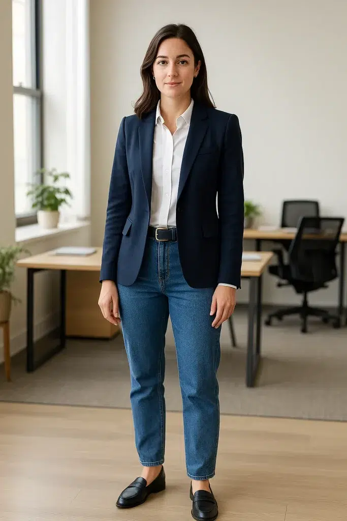 Medium Wash + Navy Blazer Medium Wash + Navy Blazer