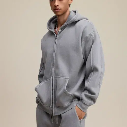 Unisex 400G угаасан батик том цамцтай цамц – Хувцасны өмсгөлтэй хүнд даавуун холимог хүрэм