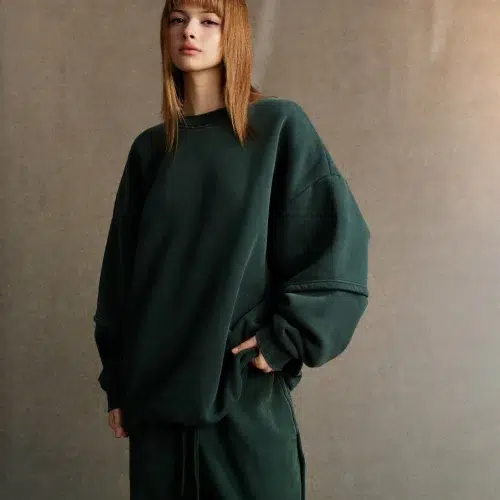 Unisex 360G ylisuuri fleecevuorillinen collegepaita – feikki kaksiosainen streetwear-pusero