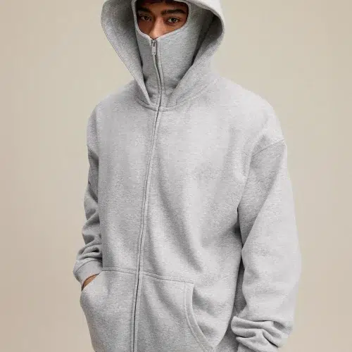 Barock fleece överdimensionerad dragkedja med huva för män | 340G Streetwear Essential