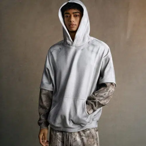 Moletom com capuz camuflado do deserto de duas peças, lavagem falsa, 340g | Moletom streetwear oversized