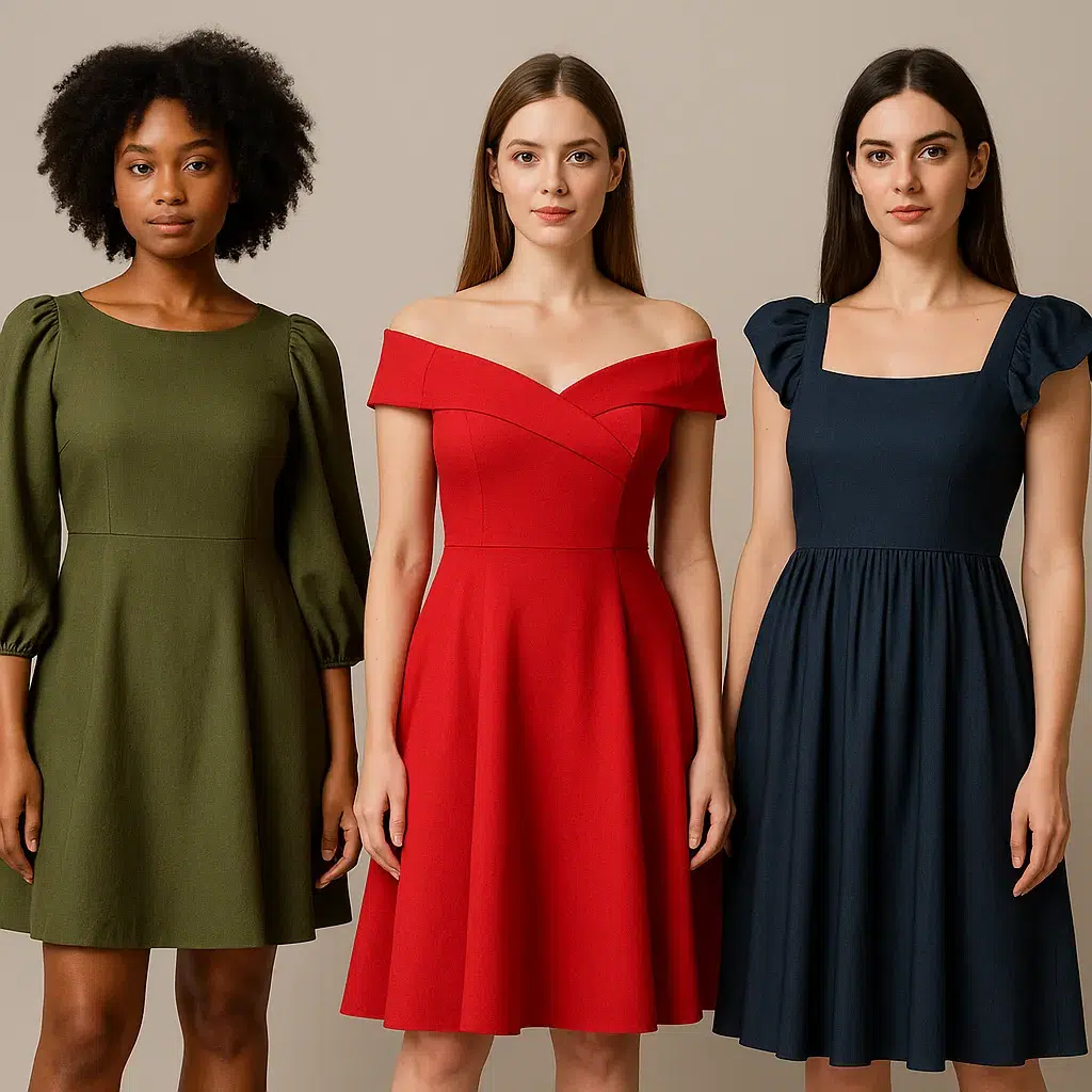 most flattering dress for pear shaped
