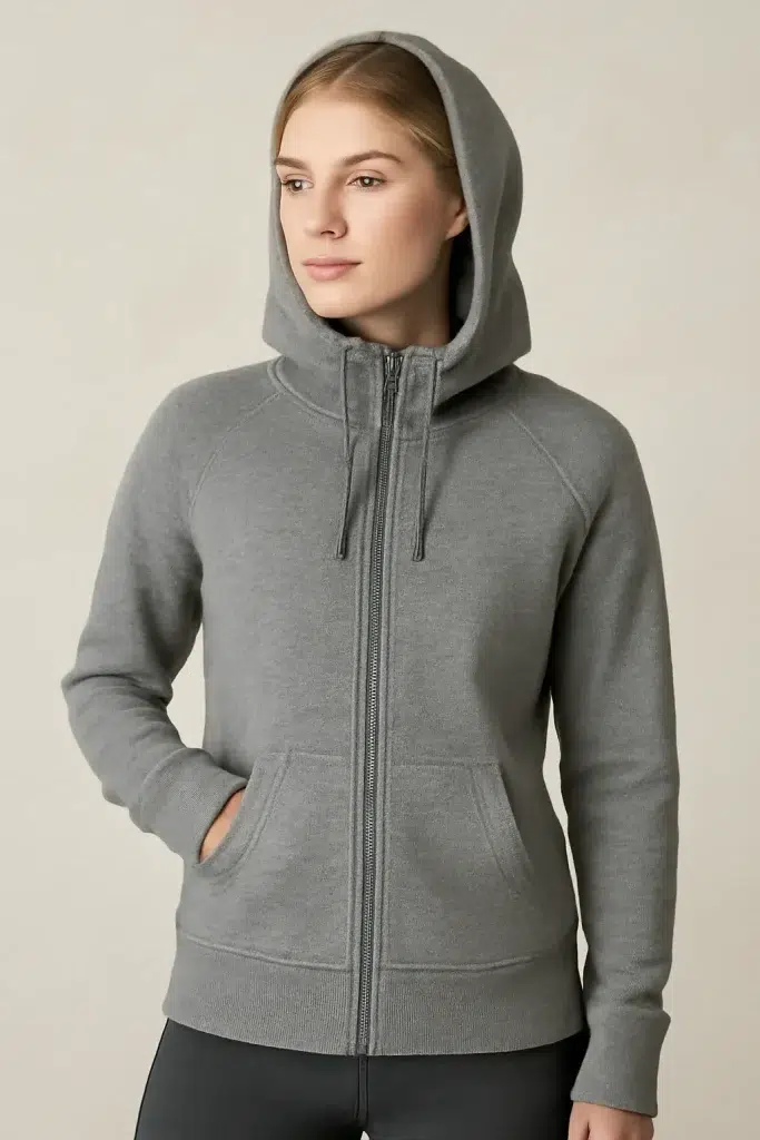premium hoodie fit and trim details