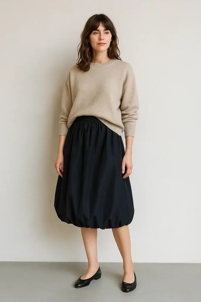 bubble skirt with oversized sweater bubble skirt with oversized sweater