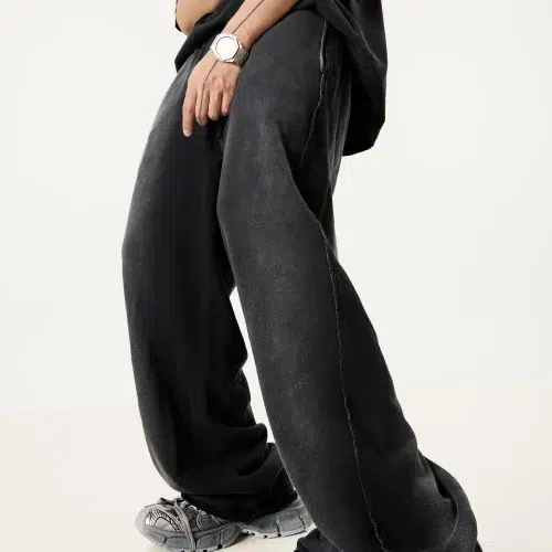 Oversized Herren-Jogginghose im Vintage-Look, 370 g/m² – 100% Baumwolle, weites Bein