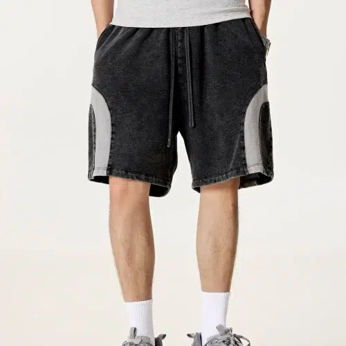 Męskie, oversize'owe, kolorowe, vintage'owe spodenki dresowe, 330 g/m2 – bawełna 100%