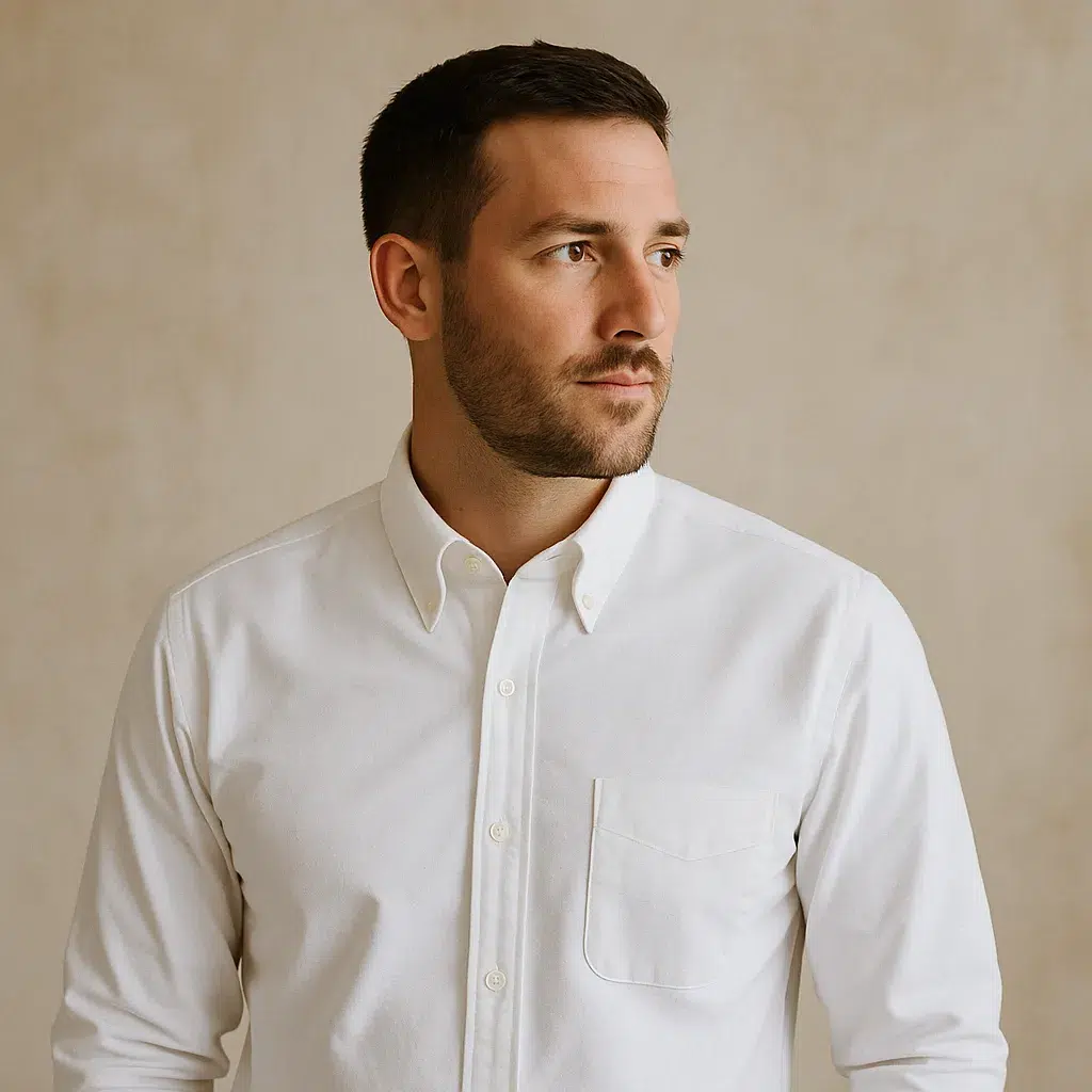 Cuello y tejido de camisa Oxford histórica