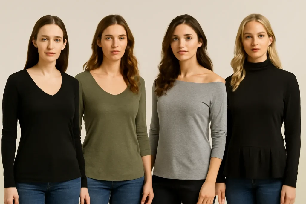 mock neck long sleeve t-shirt
