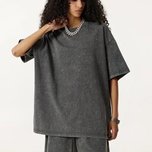 T-shirt unisex oversize vintage lavata – cotone doppio filato 285G