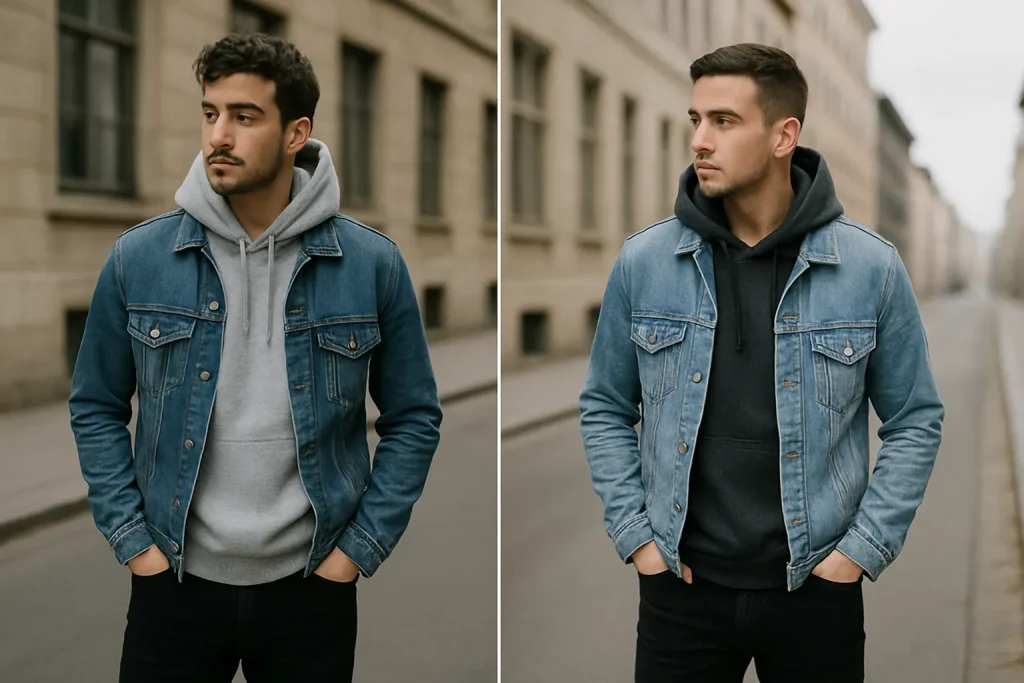 grey hoodie with jean jacket grey hoodie with jean jacket