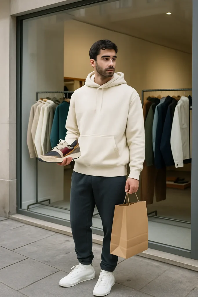 streetwear brand outfit with oversized hoodie