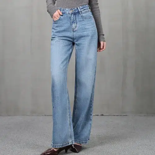 Dames jeans met wijde pijpen in blauw – Relaxte denim broek met hoge taille en een wolkachtig gevoel