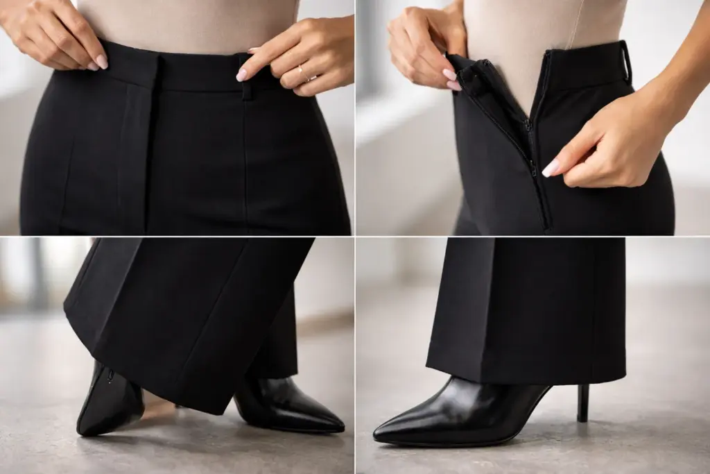Gros plan sur un pantalon noir