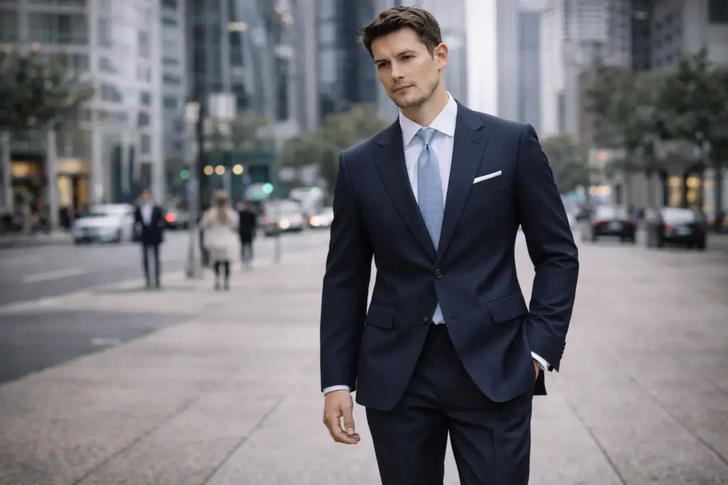 Modern fit suit style