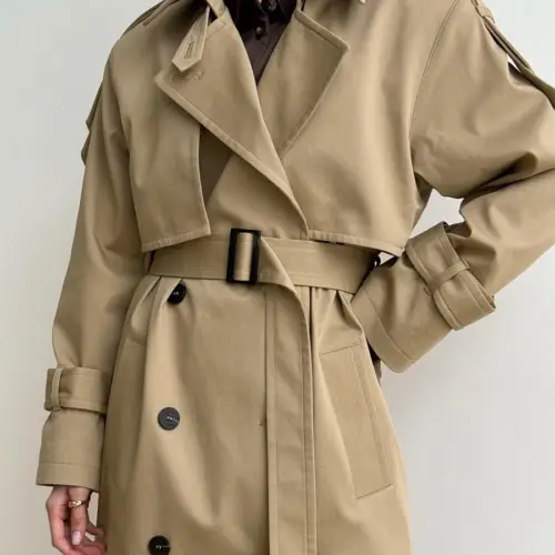 Trench lungo in cotone da donna 100% (stile utility doppiopetto)