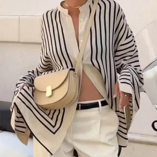 Gestreepte oversized blouse met knoopsluiting voor dames
