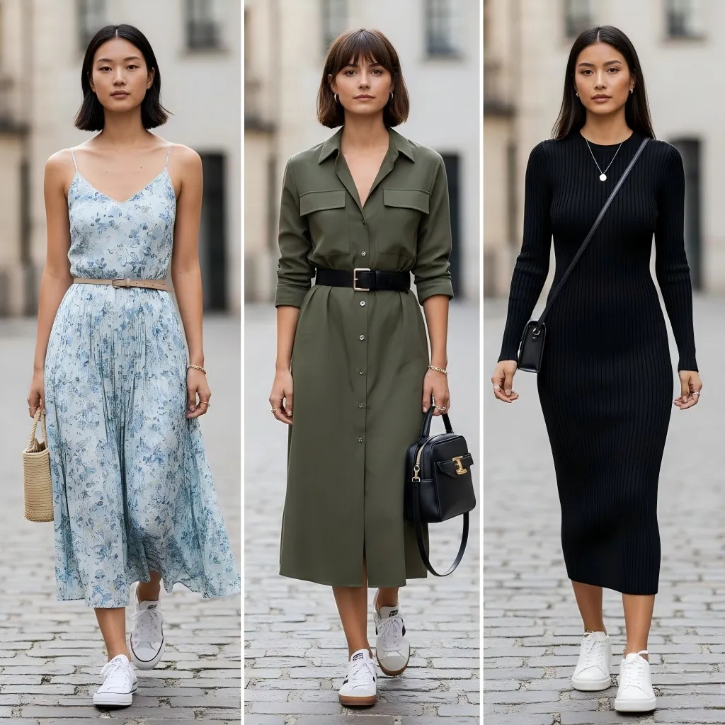 Dress with Sneakers Outfit Ideas Dress with Sneakers Outfit Ideas