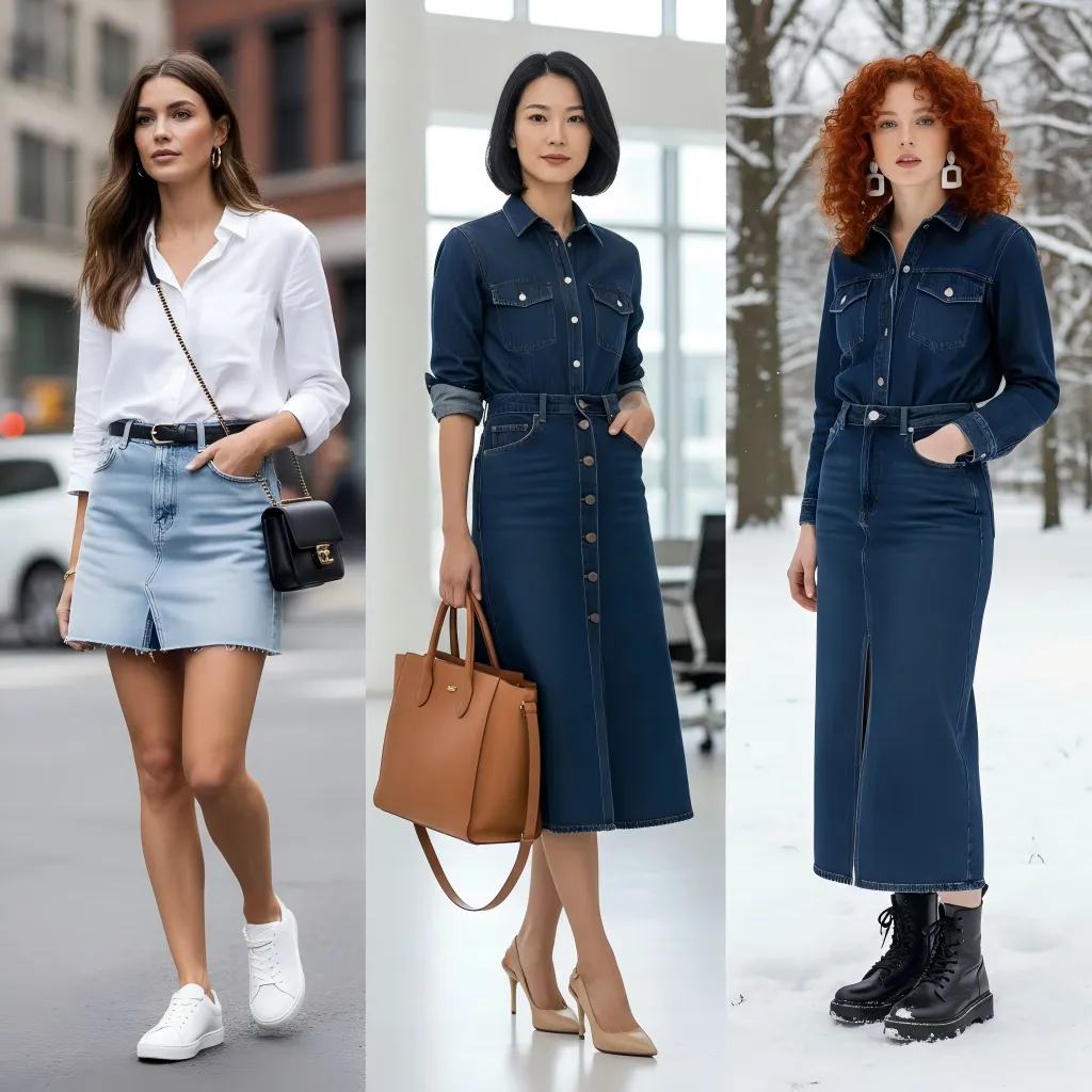 denim skirt outfit styling guide
