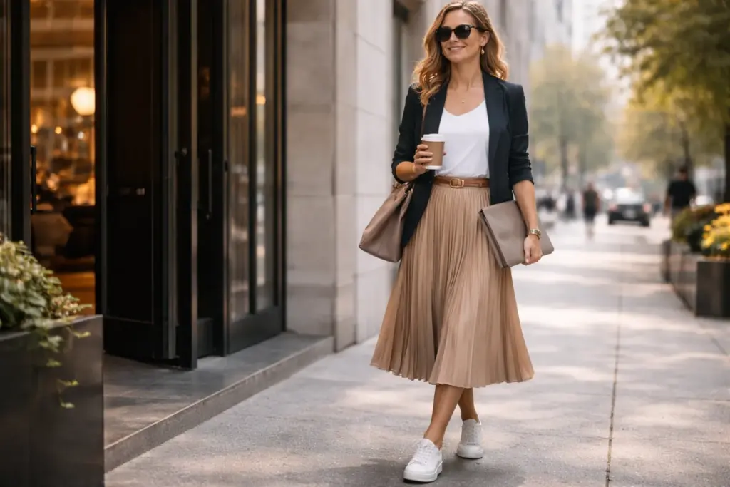 What to wear with pleated midi skirt styling ideas