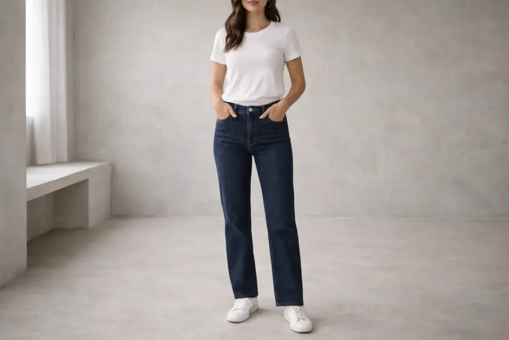 stretch denim jeans close up