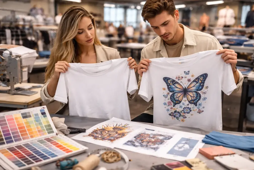 Tilpasset grafisk t-shirt-proces Tilpasset grafisk t-shirt-proces