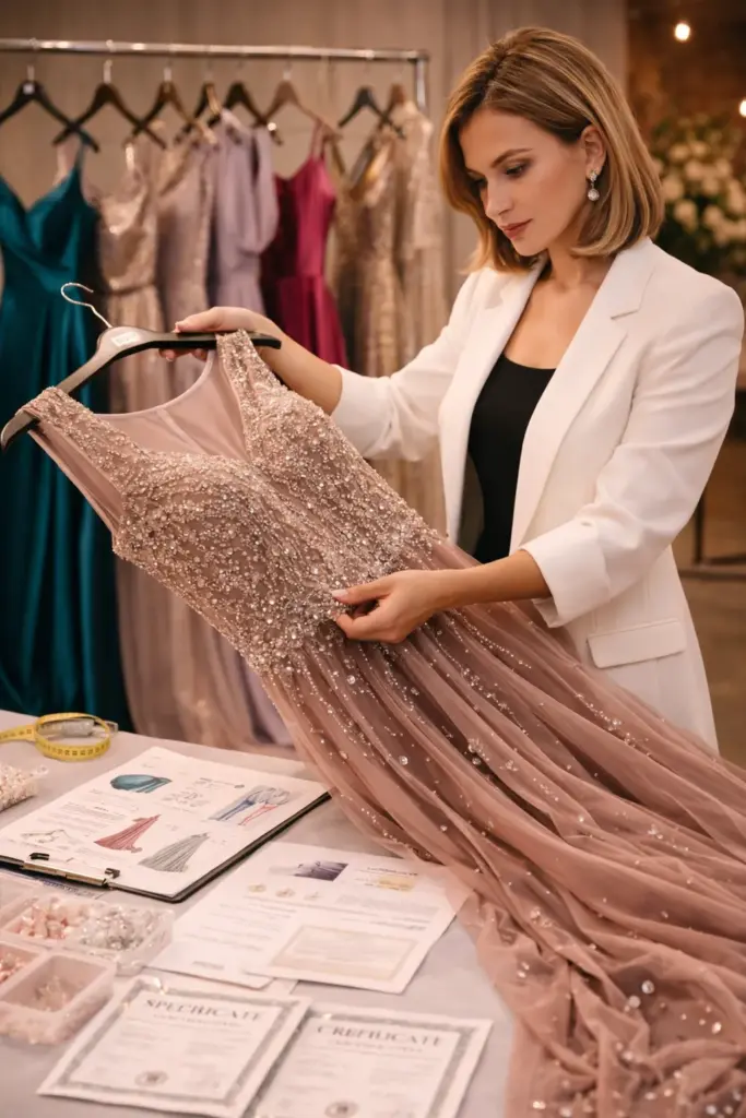 Lista de verificação de controle de qualidade para vestidos de formatura Lista de verificação de controle de qualidade para vestidos de formatura