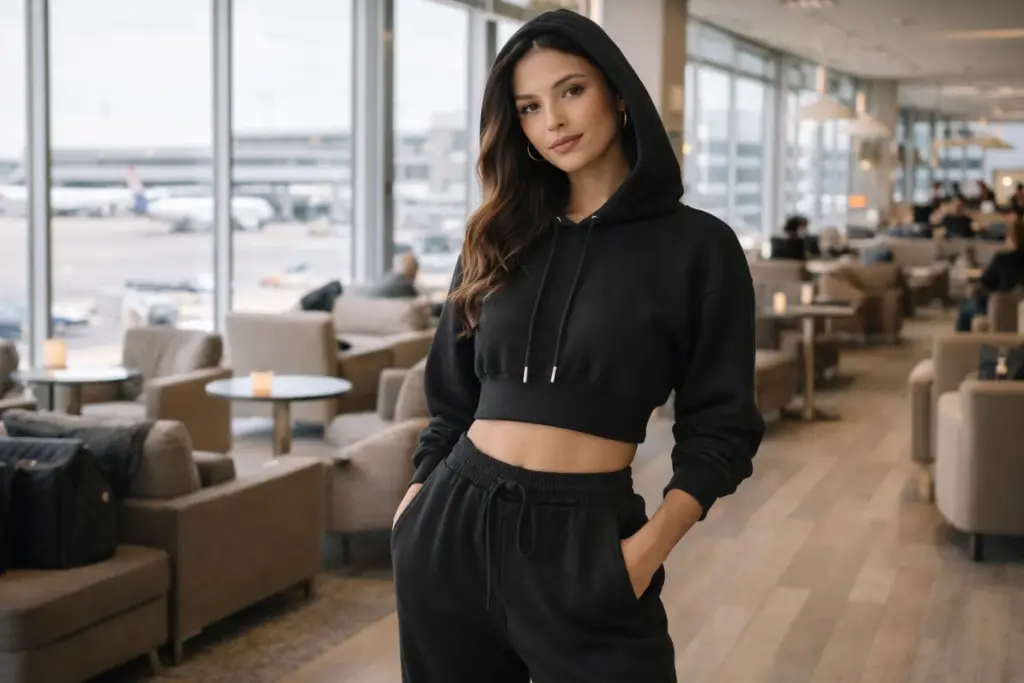 blusa cropped com capuz