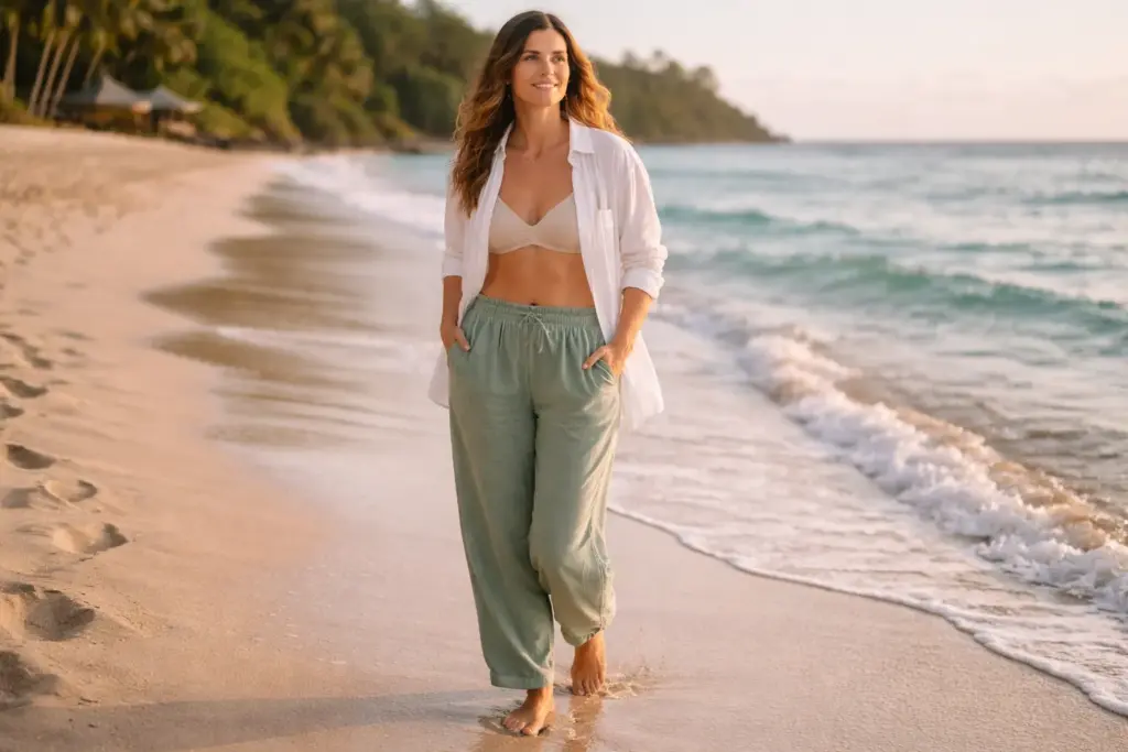 Pleated linen pants styling