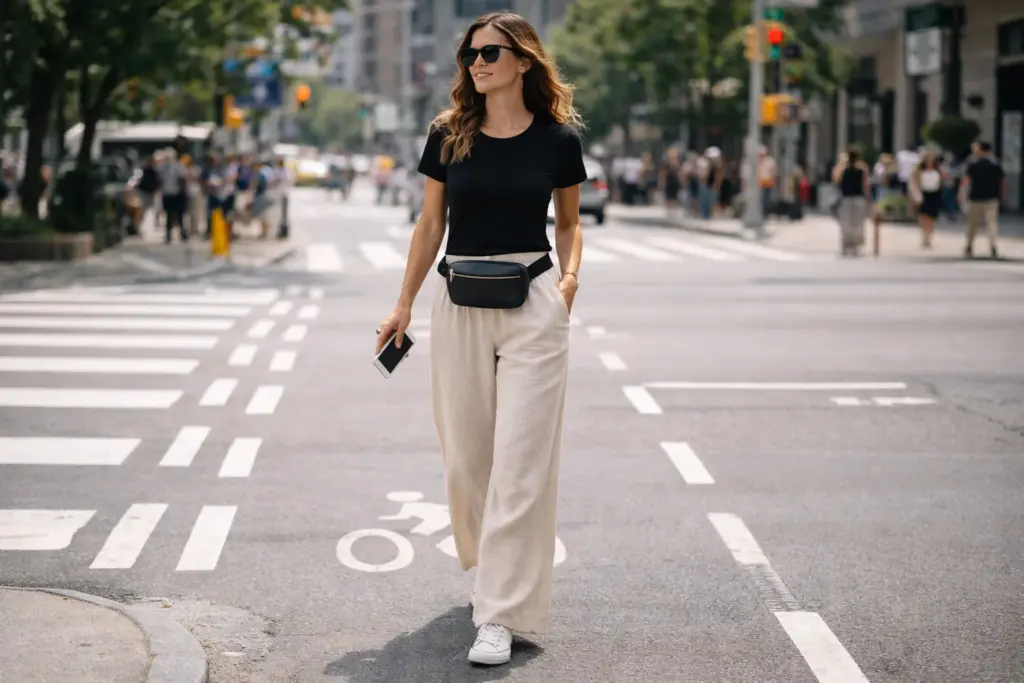 Linen palazzo pants outfit