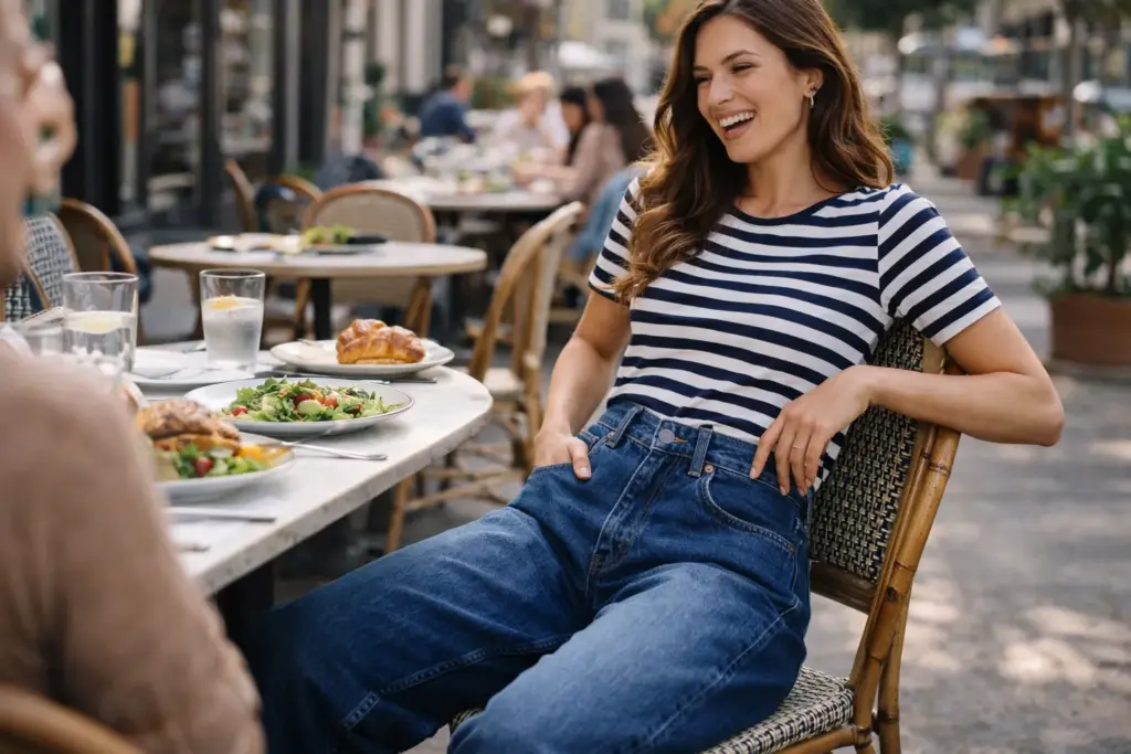 Dark wash baggy jeans outfit