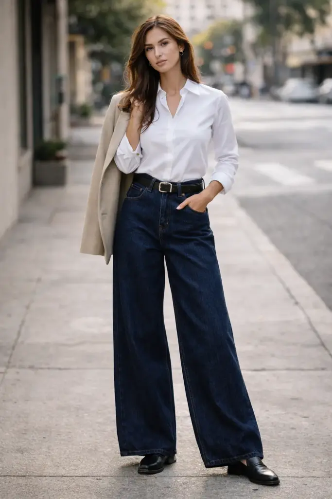 Relaxed baggy jeans outfit with vintage wash