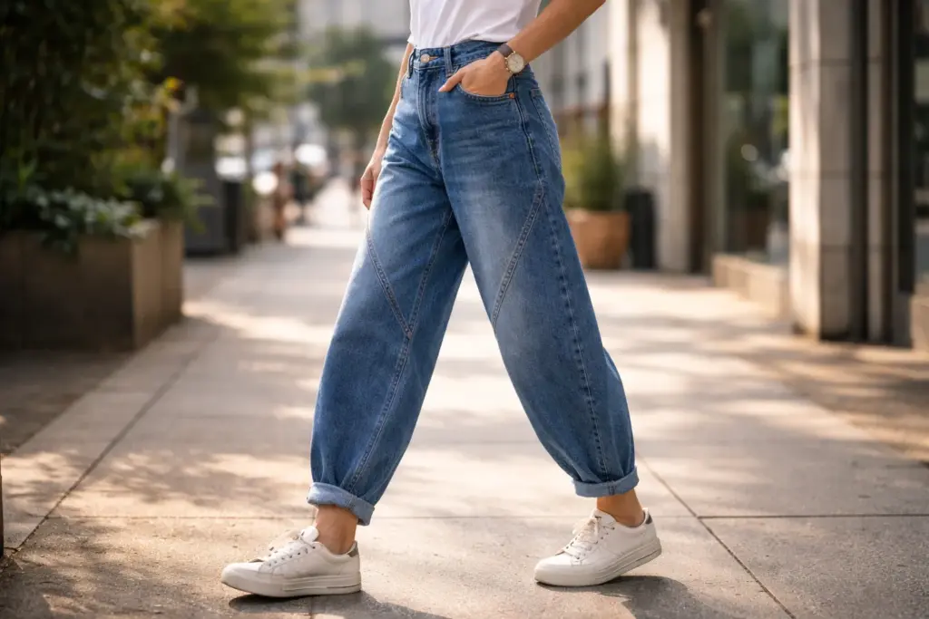 Kurvformning för fatjeans