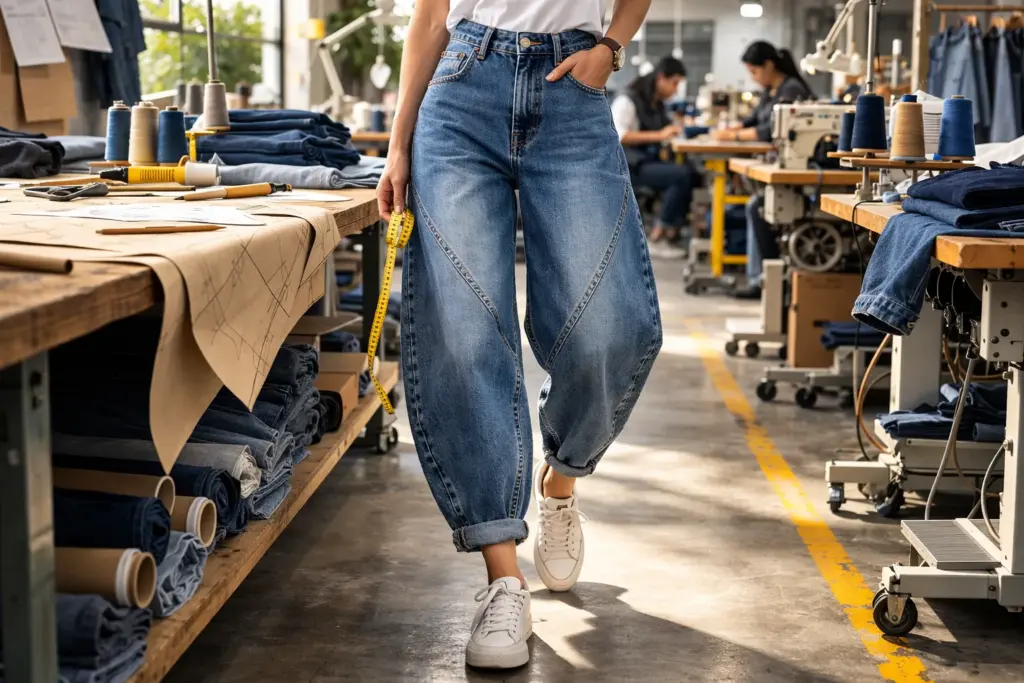 Mönsterfördelning för jeans med barrel leg-mönster