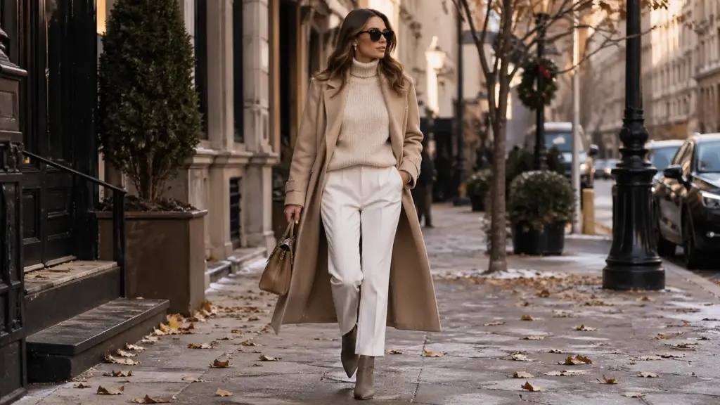 winter white pants outfits