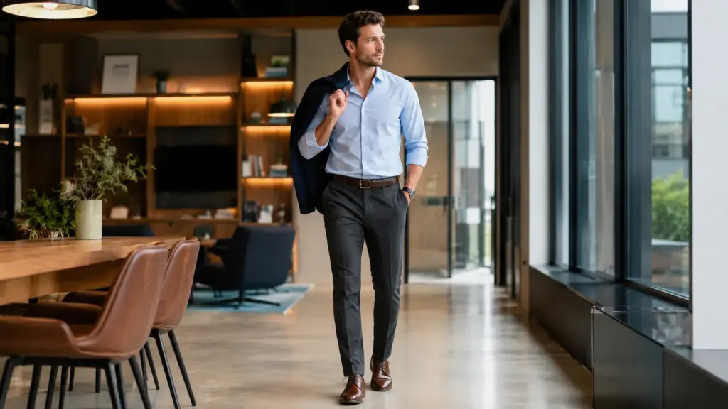 Pantalones de vestir para un estilo informal de negocios. Pantalones de vestir para un estilo informal de negocios.