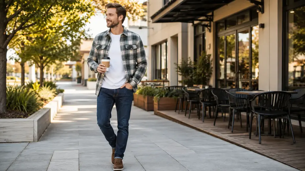 Estilo de conjunto de franela para hombre