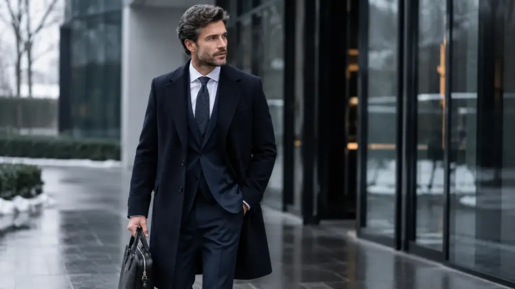 Reglas de ajuste para hombres con abrigo sobre traje