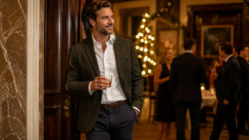 Ropa elegante para fiestas navideñas para hombres.