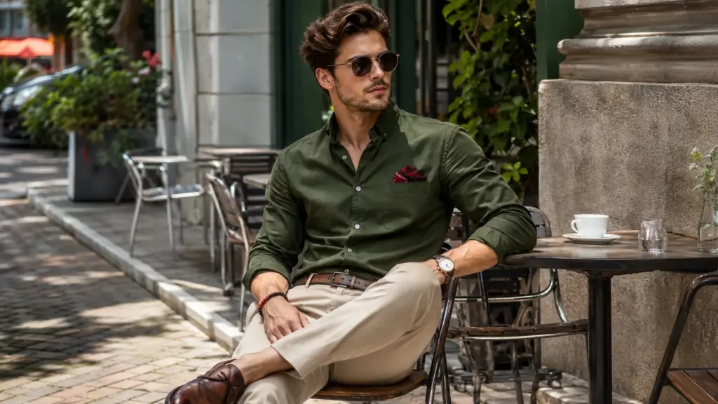 What color goes with green for men What color goes with green for men
